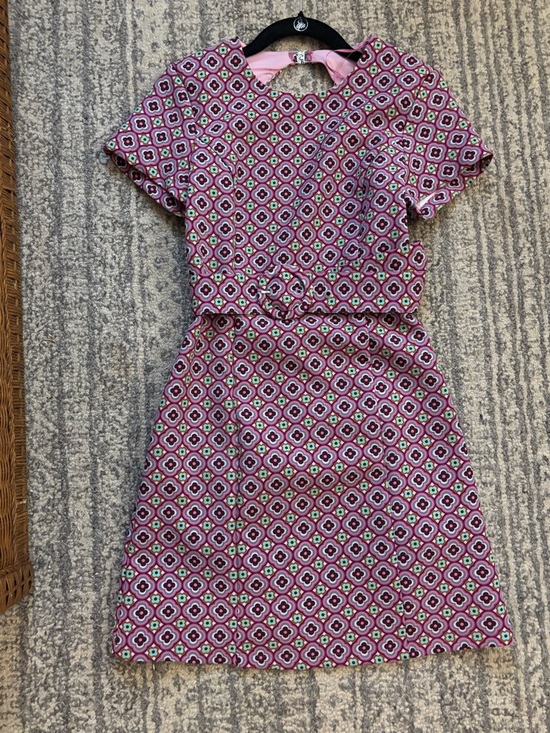 Zara Dresses & Skirts - Pink Geometric Cap-Sleeve Dress